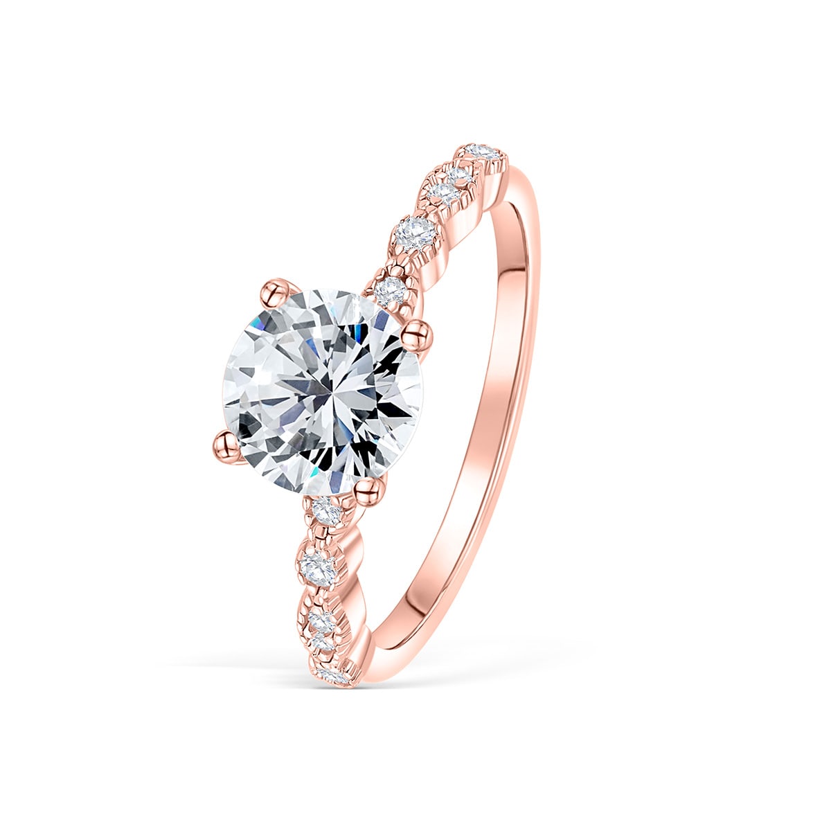 1.5 CT Round Pave Moissanite Engagement Ring