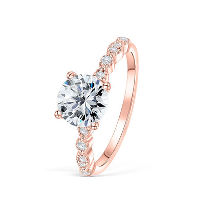 1.5 CT Round Pave Moissanite Engagement Ring