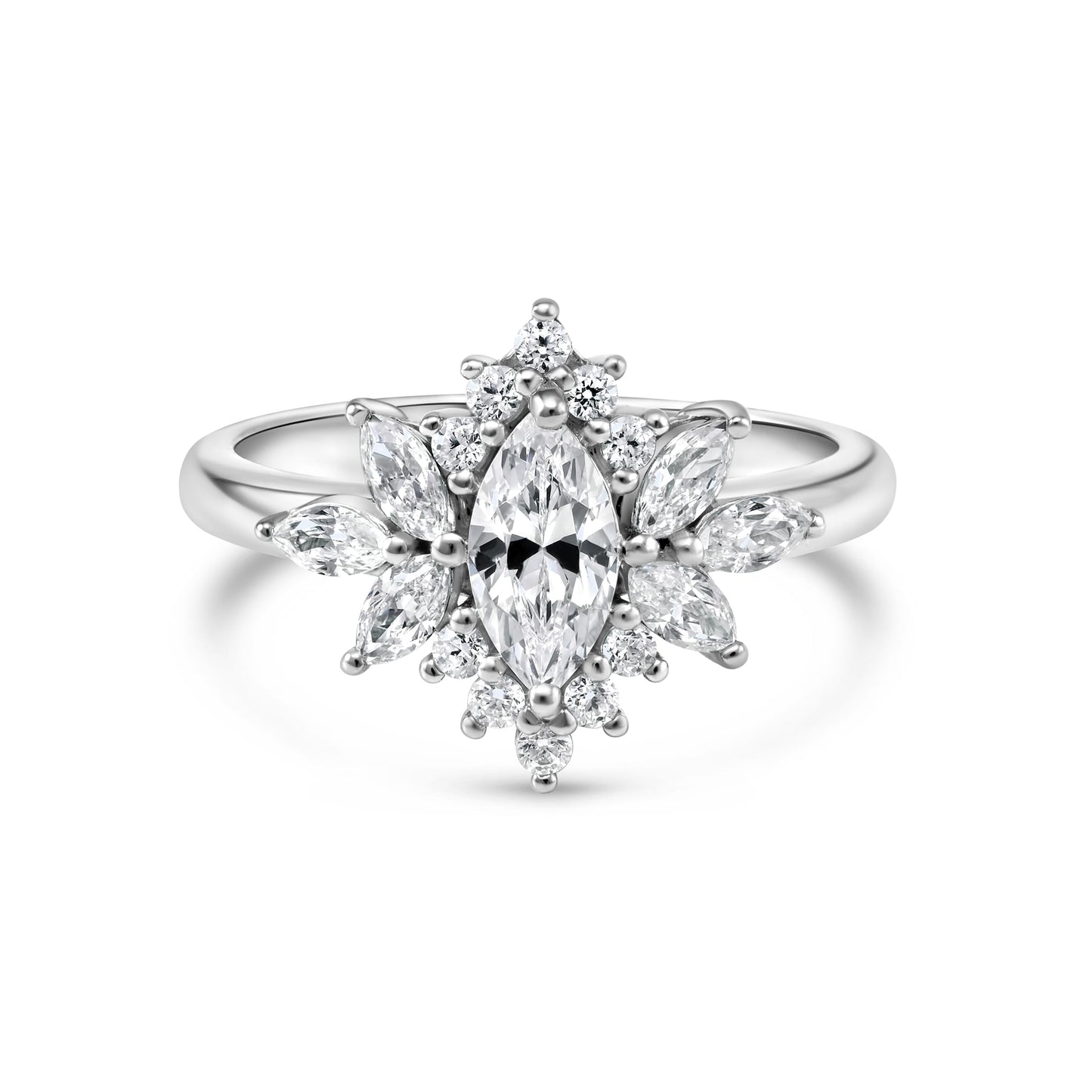 0.5 CT Marquise Cluster Moissanite Engagement Ring