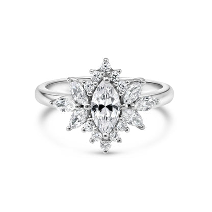 0.5 CT Marquise Cluster Moissanite Engagement Ring
