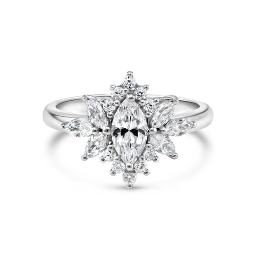 0.5 CT Marquise Cluster Moissanite Engagement Ring