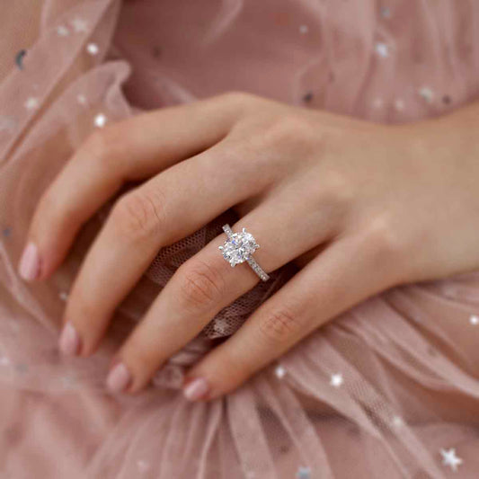 3 CT Oval Pave Moissanite Engagement Ring