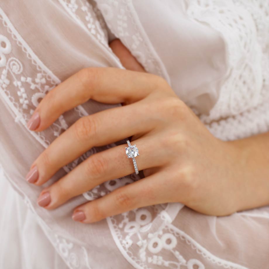1.2 CT Round Pave Moissanite Engagement Ring
