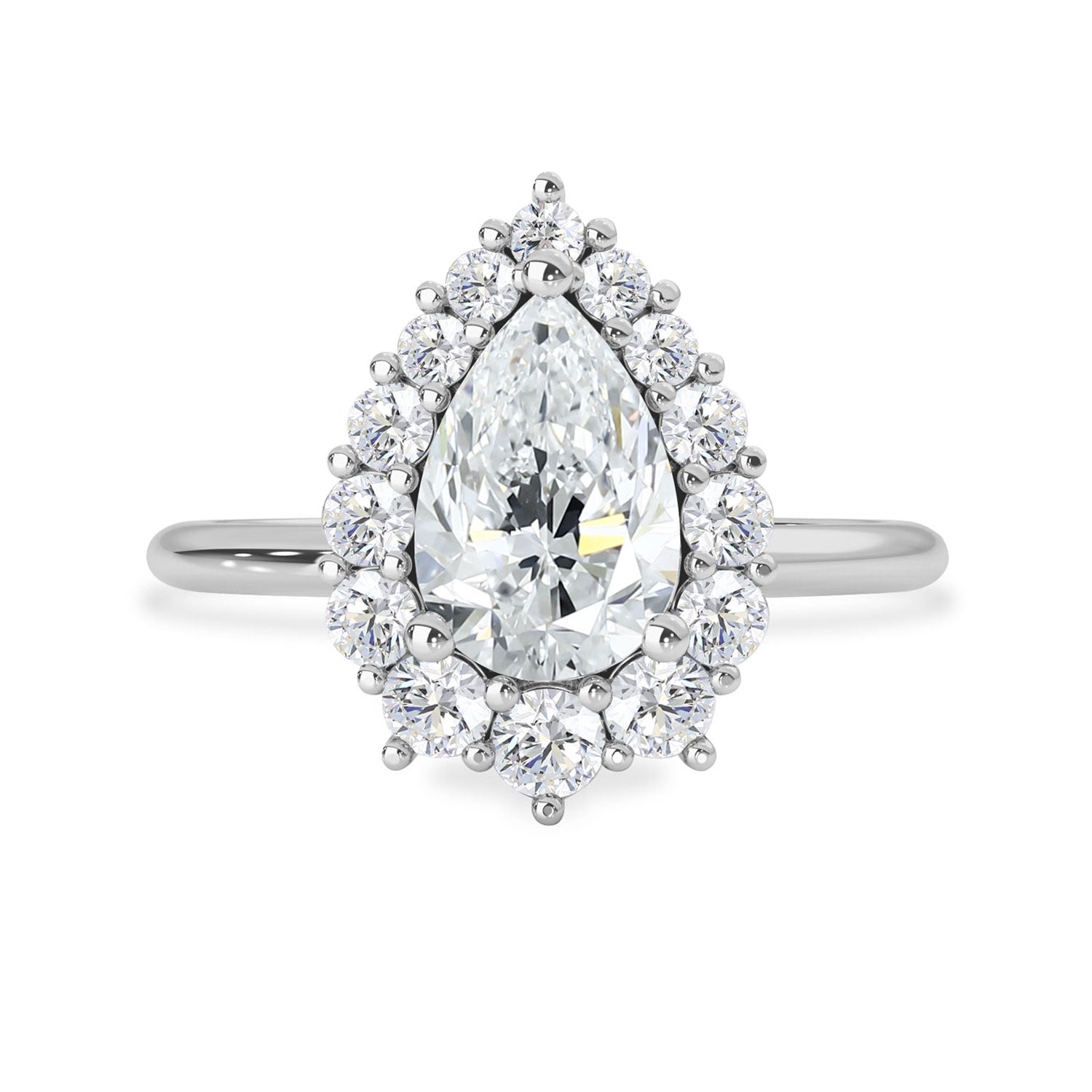 1.60 CT Pear Moissanite Halo Engagement Ring - farrellouise