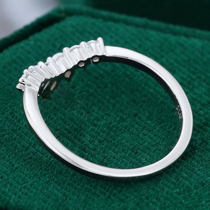 0.27 TCW Pear, Marquise & Round Curved Moissanite Wedding Band