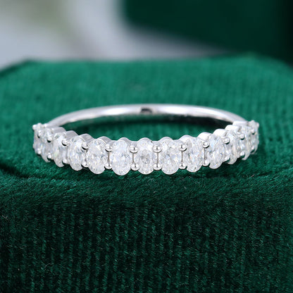 0.8 TCW Oval Half Eternity Moissanite Wedding Band