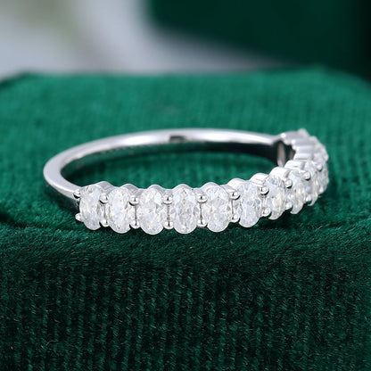 0.8 TCW Oval Half Eternity Moissanite Wedding Band
