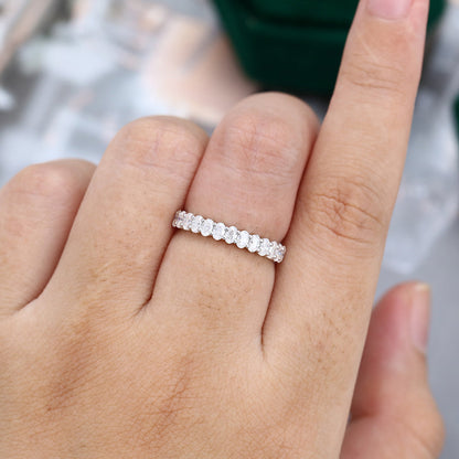 0.8 TCW Oval Half Eternity Moissanite Wedding Band