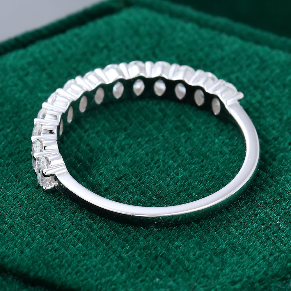 0.8 TCW Oval Half Eternity Moissanite Wedding Band
