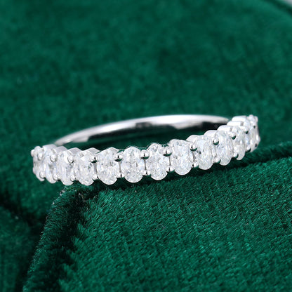 0.8 TCW Oval Half Eternity Moissanite Wedding Band