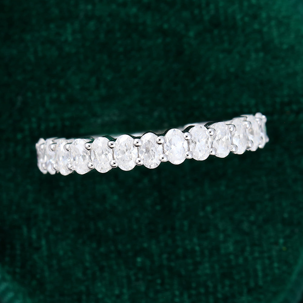 0.8 TCW Oval Half Eternity Moissanite Wedding Band