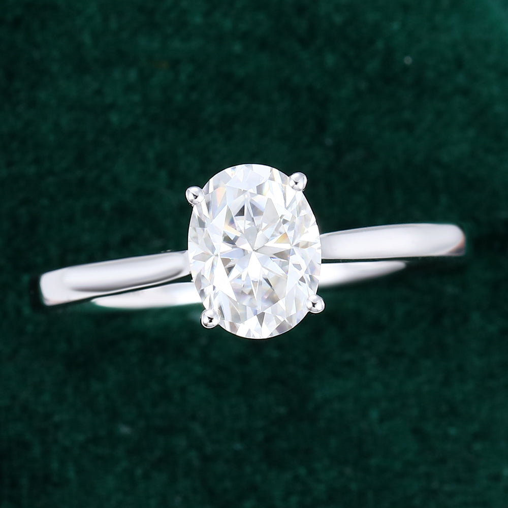 1.33 CT Oval Solitaire Moissanite Engagement Ring
