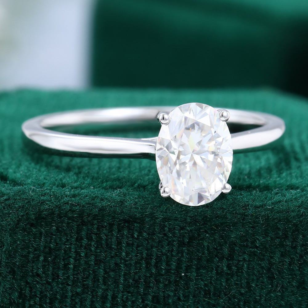 1.33 CT Oval Solitaire Moissanite Engagement Ring