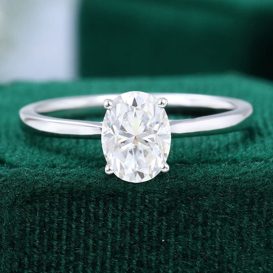 1.33 CT Oval Solitaire Moissanite Engagement Ring