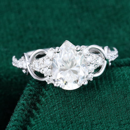 1 CT Pear Cluster Moissanite Engagement Ring