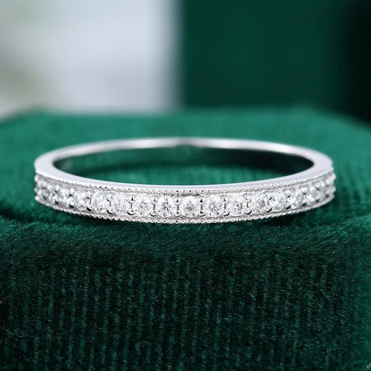 0.17 TCW Round Milgrain Moissanite Wedding Band