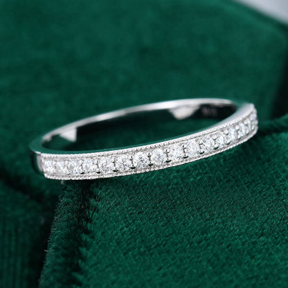 0.17 TCW Round Milgrain Moissanite Wedding Band