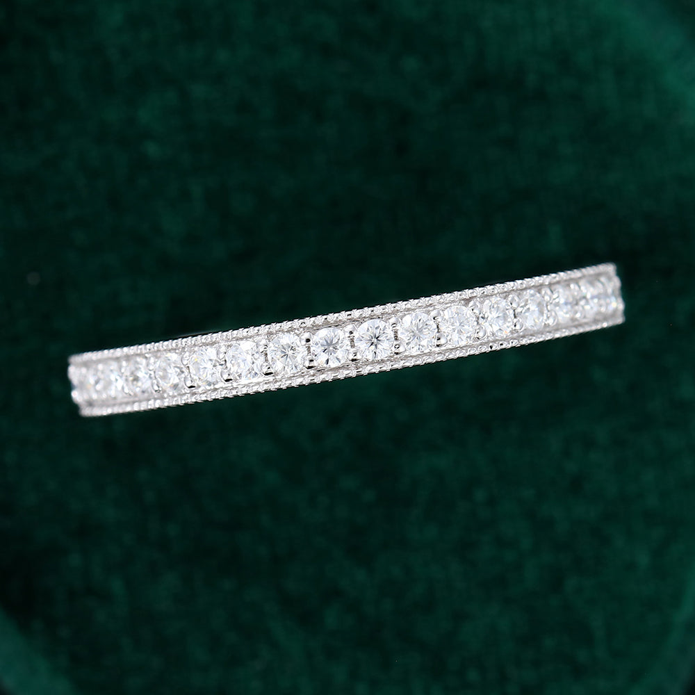 0.17 TCW Round Milgrain Moissanite Wedding Band