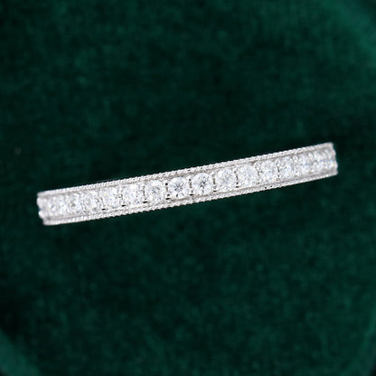 0.17 TCW Round Milgrain Moissanite Wedding Band