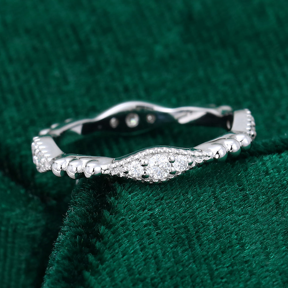 0.27 TCW Round Milgrain Moissanite Wedding Band