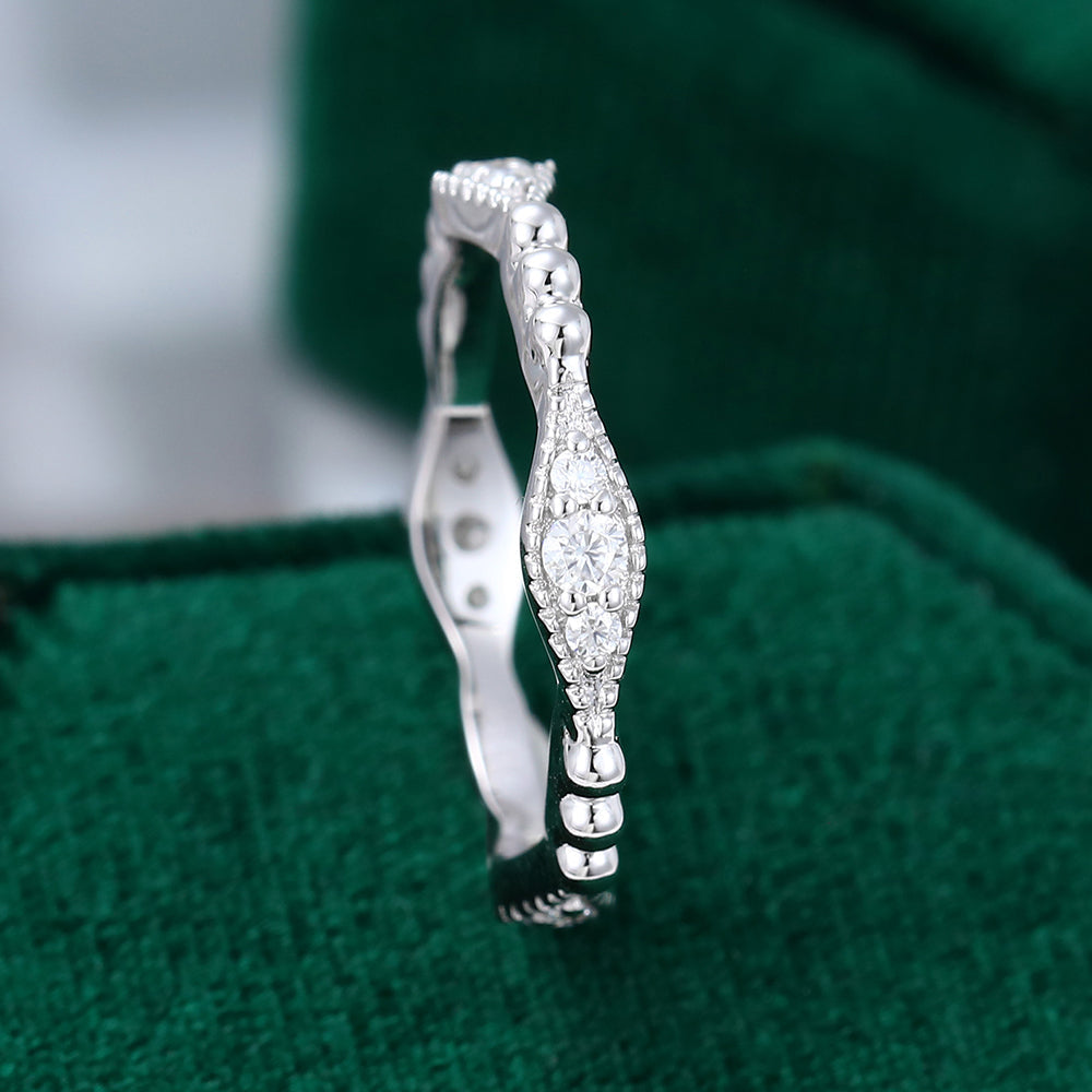 0.27 TCW Round Milgrain Moissanite Wedding Band