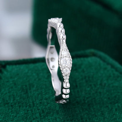 0.27 TCW Round Milgrain Moissanite Wedding Band