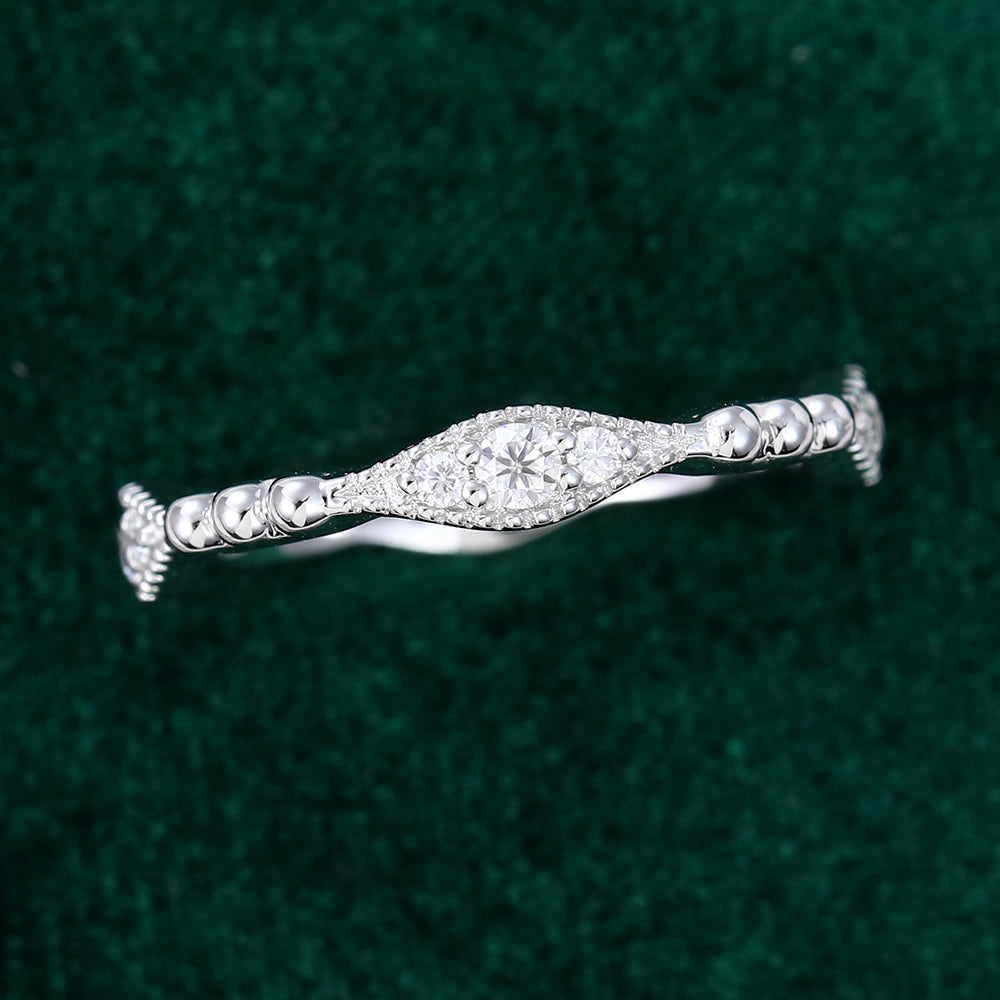 0.27 TCW Round Milgrain Moissanite Wedding Band