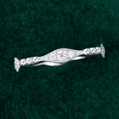 0.27 TCW Round Milgrain Moissanite Wedding Band