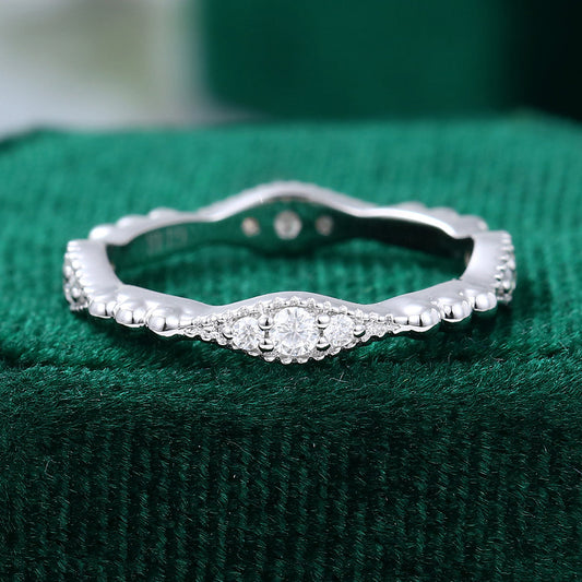 0.27 TCW Round Milgrain Moissanite Wedding Band