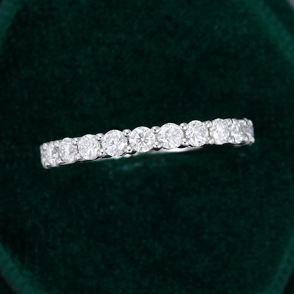 0.78 TCW Round Half Eternity Moissanite Wedding Band