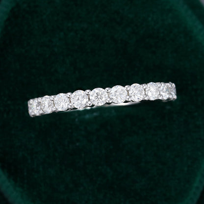 0.78 TCW Round Half Eternity Moissanite Wedding Band