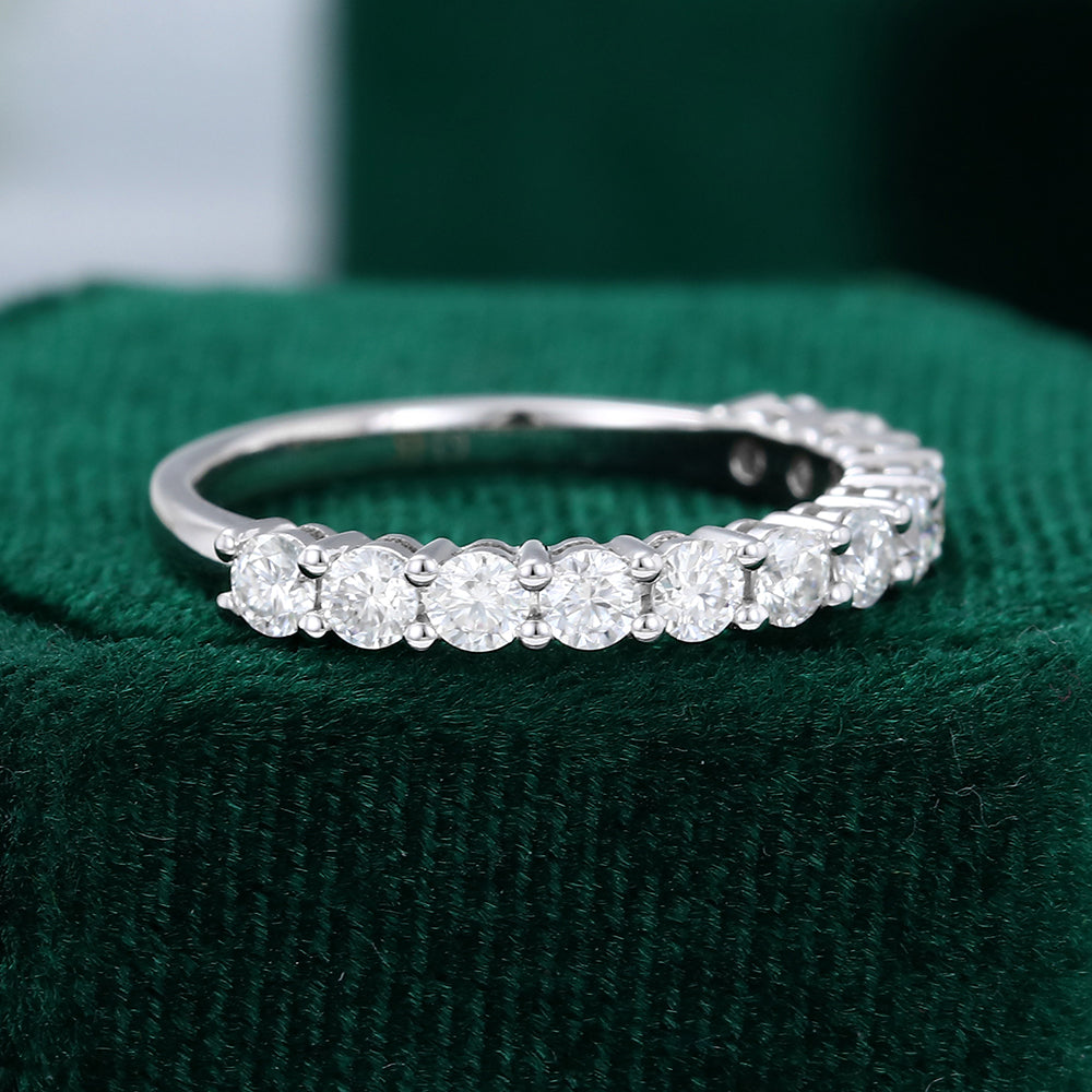 0.78 TCW Round Half Eternity Moissanite Wedding Band