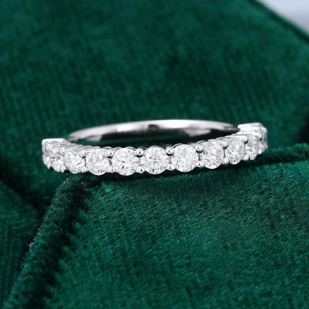 0.78 TCW Round Half Eternity Moissanite Wedding Band