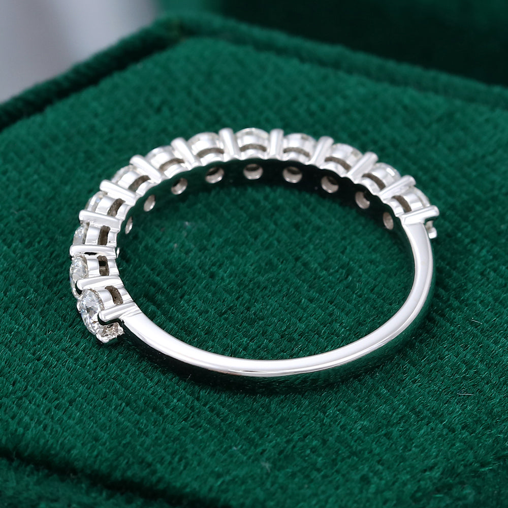 0.78 TCW Round Half Eternity Moissanite Wedding Band