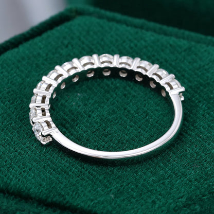0.78 TCW Round Half Eternity Moissanite Wedding Band