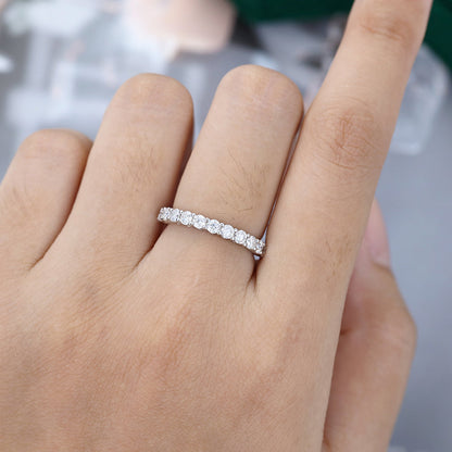 0.78 TCW Round Half Eternity Moissanite Wedding Band