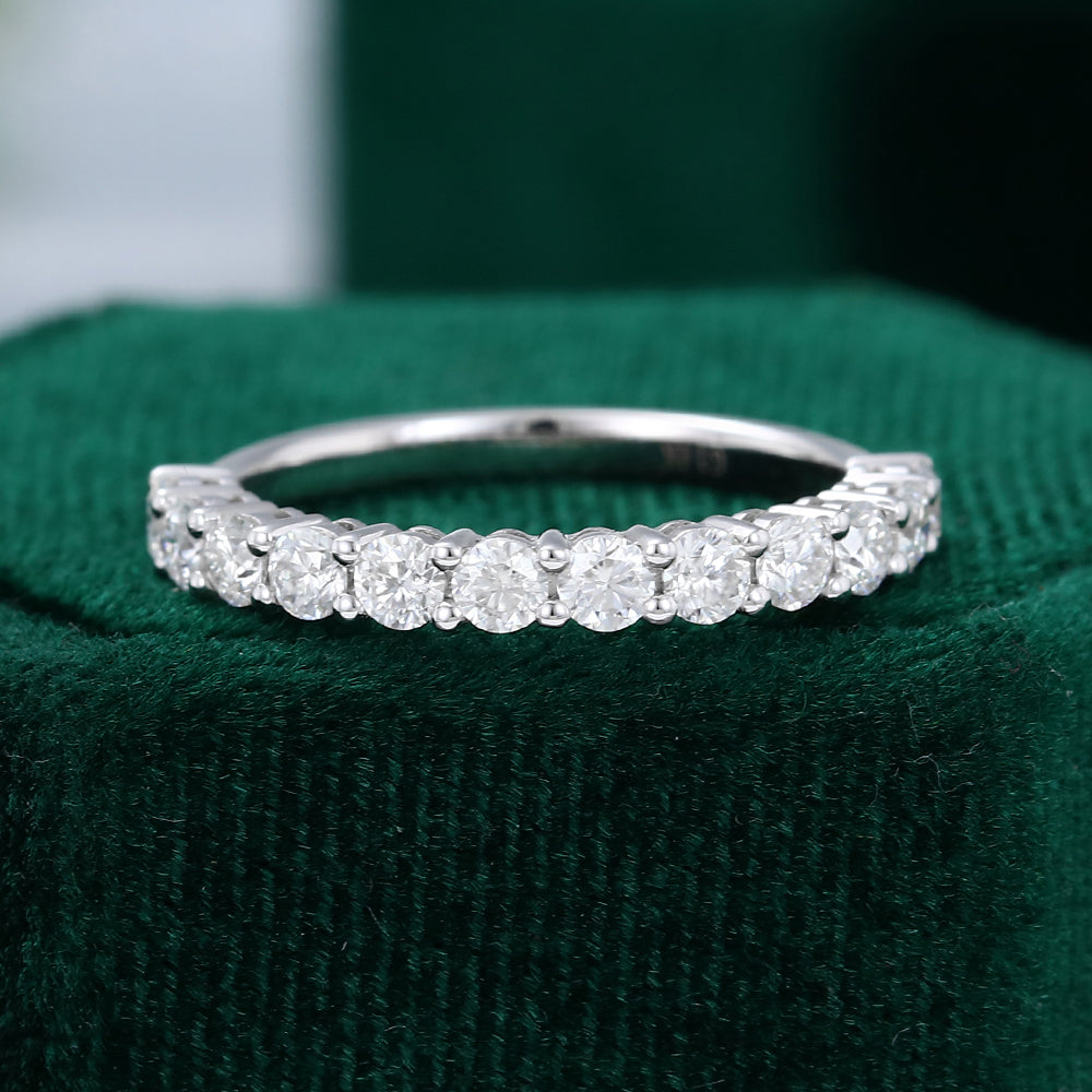 0.78 TCW Round Half Eternity Moissanite Wedding Band