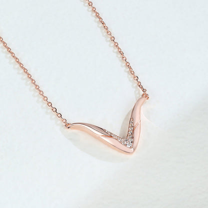 0.10 CT Round V-Shaped Moissanite Necklace