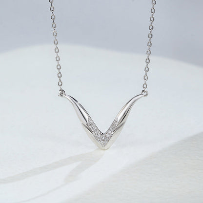 0.10 CT Round V-Shaped Moissanite Necklace