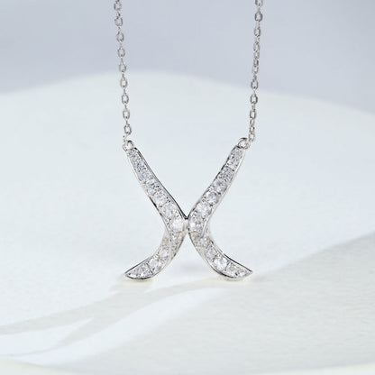 0.89 CT Round X-Shaped Moissanite Necklace