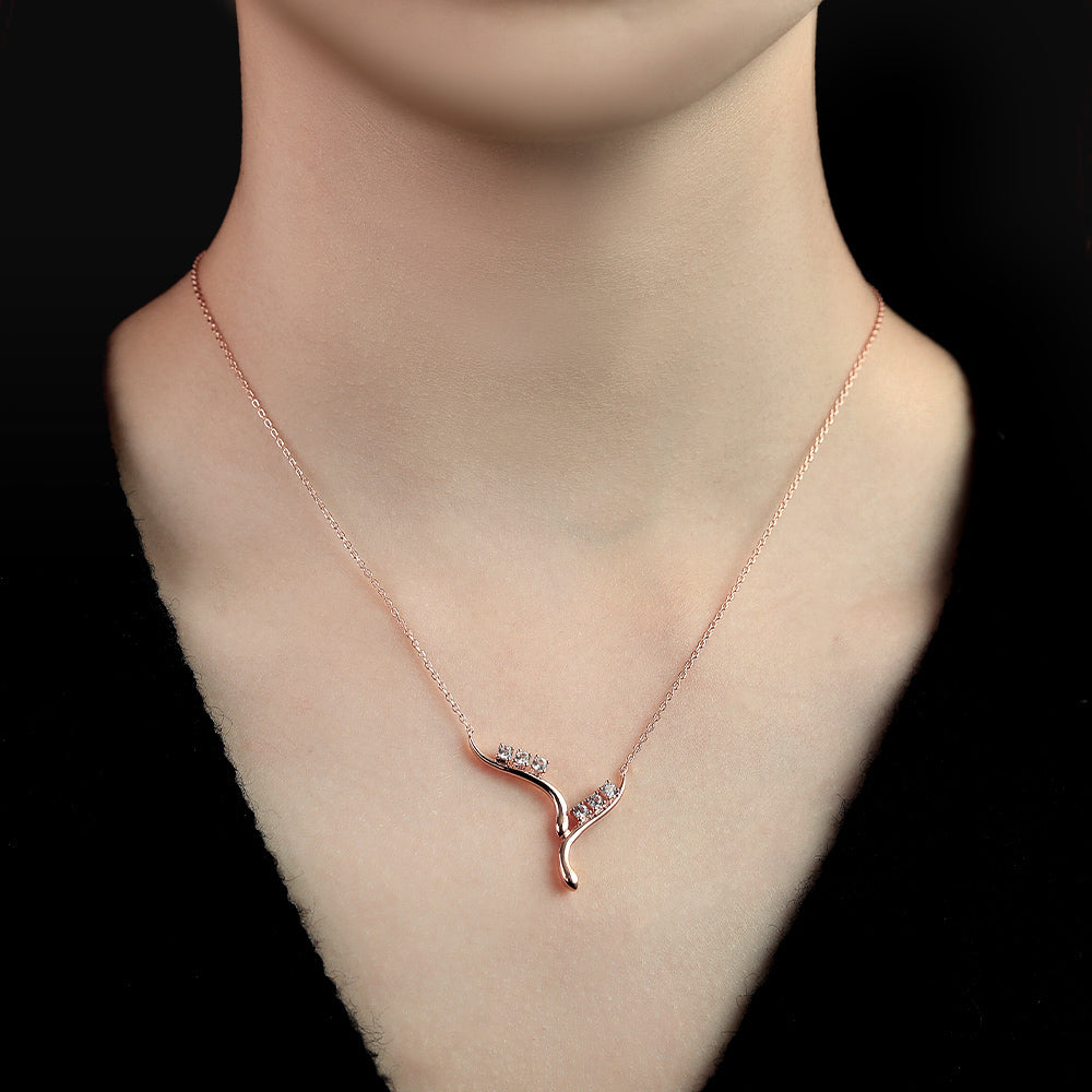 0.50 CT Round Shaped Moissanite Necklace In Multi Stone Design