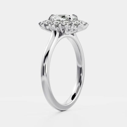 1 CT Elongated Cushion Halo Moissanite Engagement Ring
