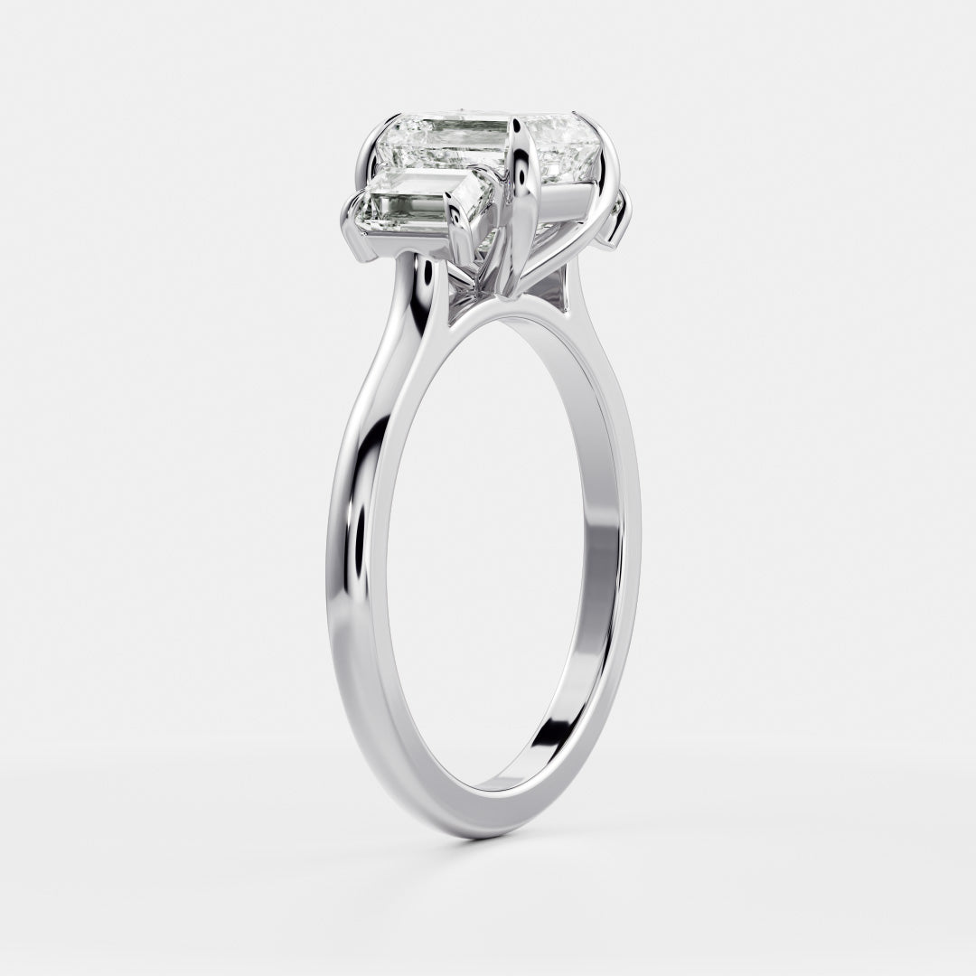 2 CT Asscher Three Stone Moissanite Engagement Ring