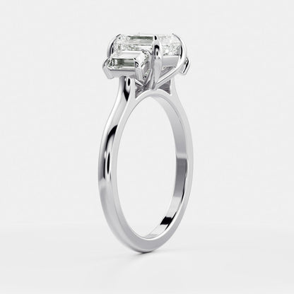 2 CT Asscher Three Stone Moissanite Engagement Ring