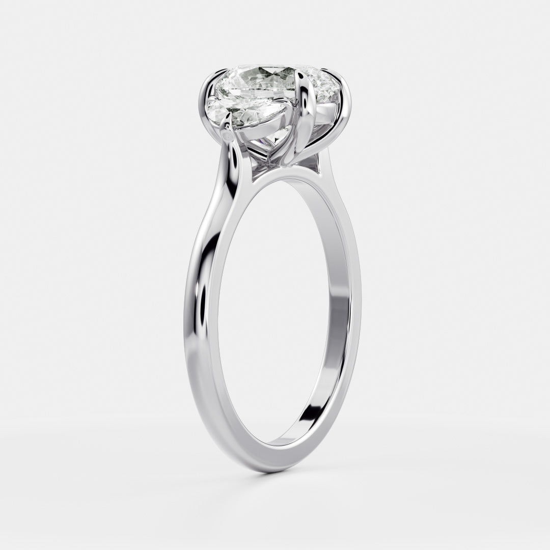 1 CT Oval Three Stone Moissanite Engagement Ring