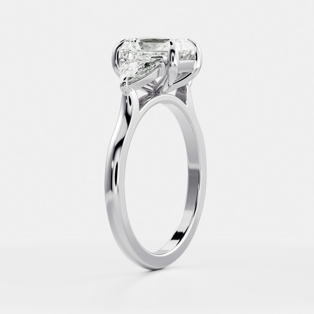 2 CT Radiant Three Stone Moissanite Engagement Ring
