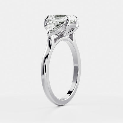 2 CT Radiant Three Stone Moissanite Engagement Ring