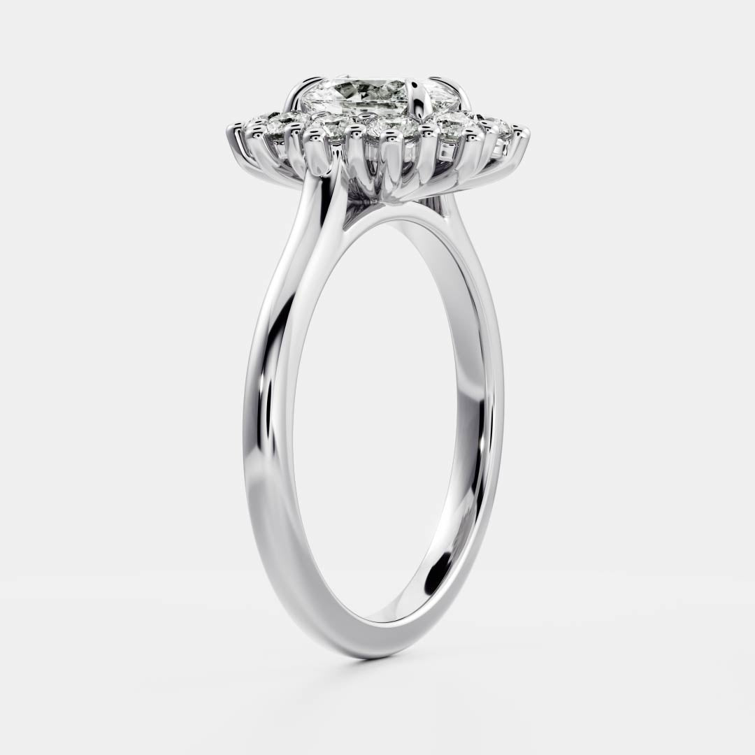 1 CT Oval Halo Moissanite Engagement Ring
