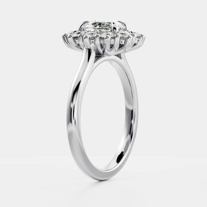 1 CT Oval Halo Moissanite Engagement Ring