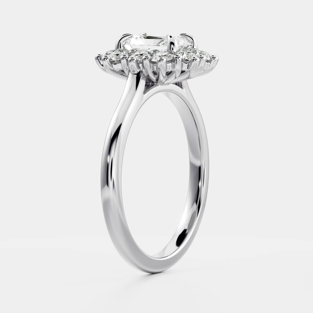 1.5 CT Radiant Halo Moissanite Engagement Ring